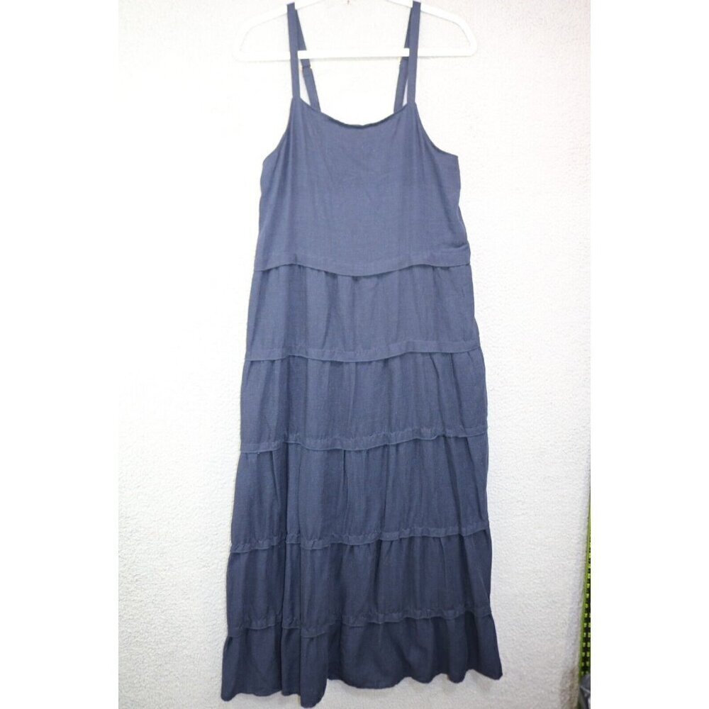 Rachel Zoe Strappy Linen Blend Tiered Maxi Dress-Size Medium-Lined-BOHO